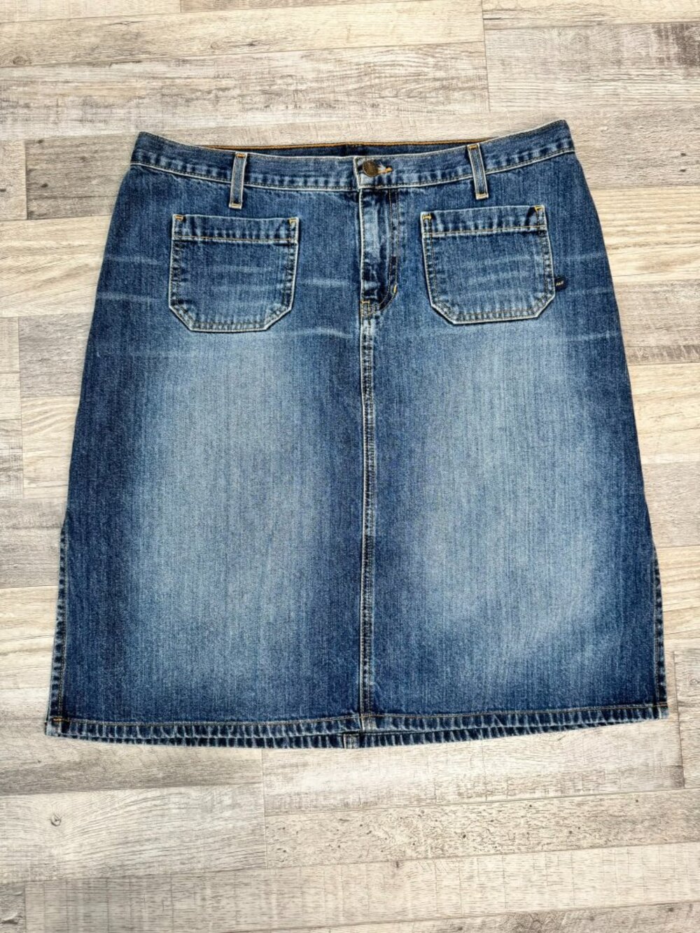 Vintage Abercrombie + Fitch Y2K denim skirt side slits size 12 C15